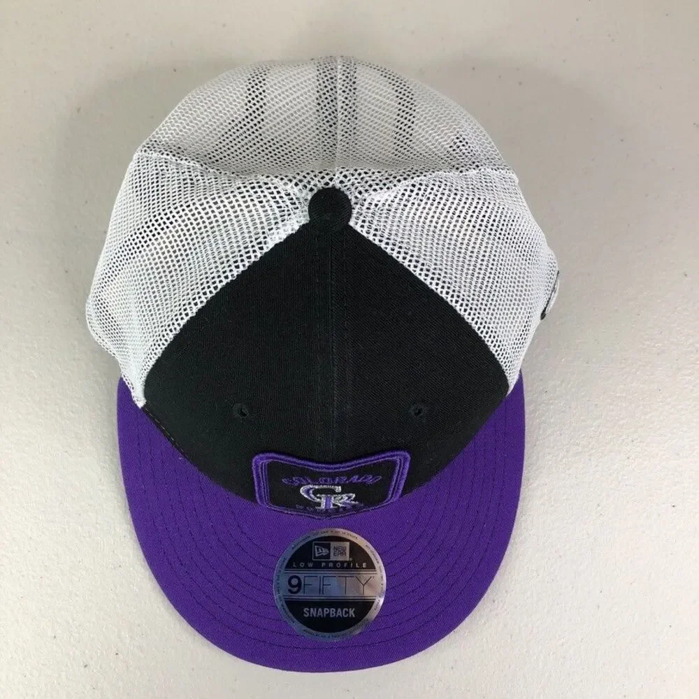 New Era Colorado Rockies Hat Cap 9Fifty Snapback Black Purple MLB Baseball Patch